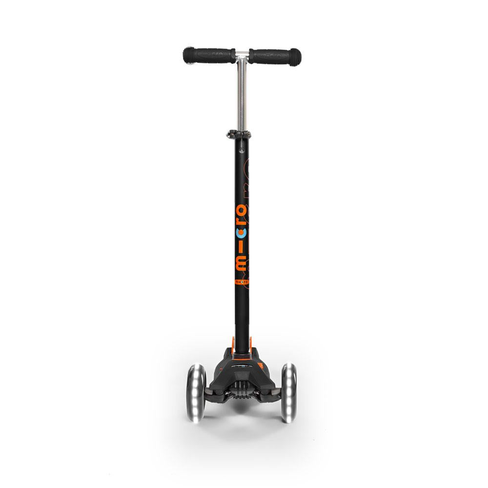 Patinete Maxi Micro Deluxe Led Negro/Naranja