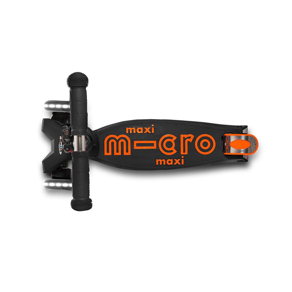 Patinete Maxi Micro Deluxe Led Negro/Naranja