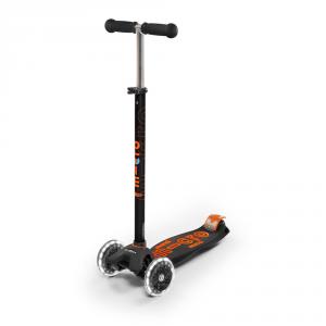 Patinete Maxi Micro Deluxe Led Negro/Naranja