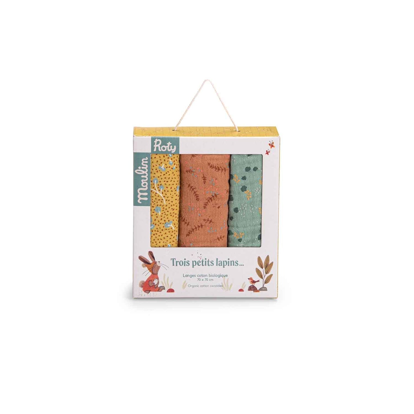Juego de 3 muselinas Trois petits lapins