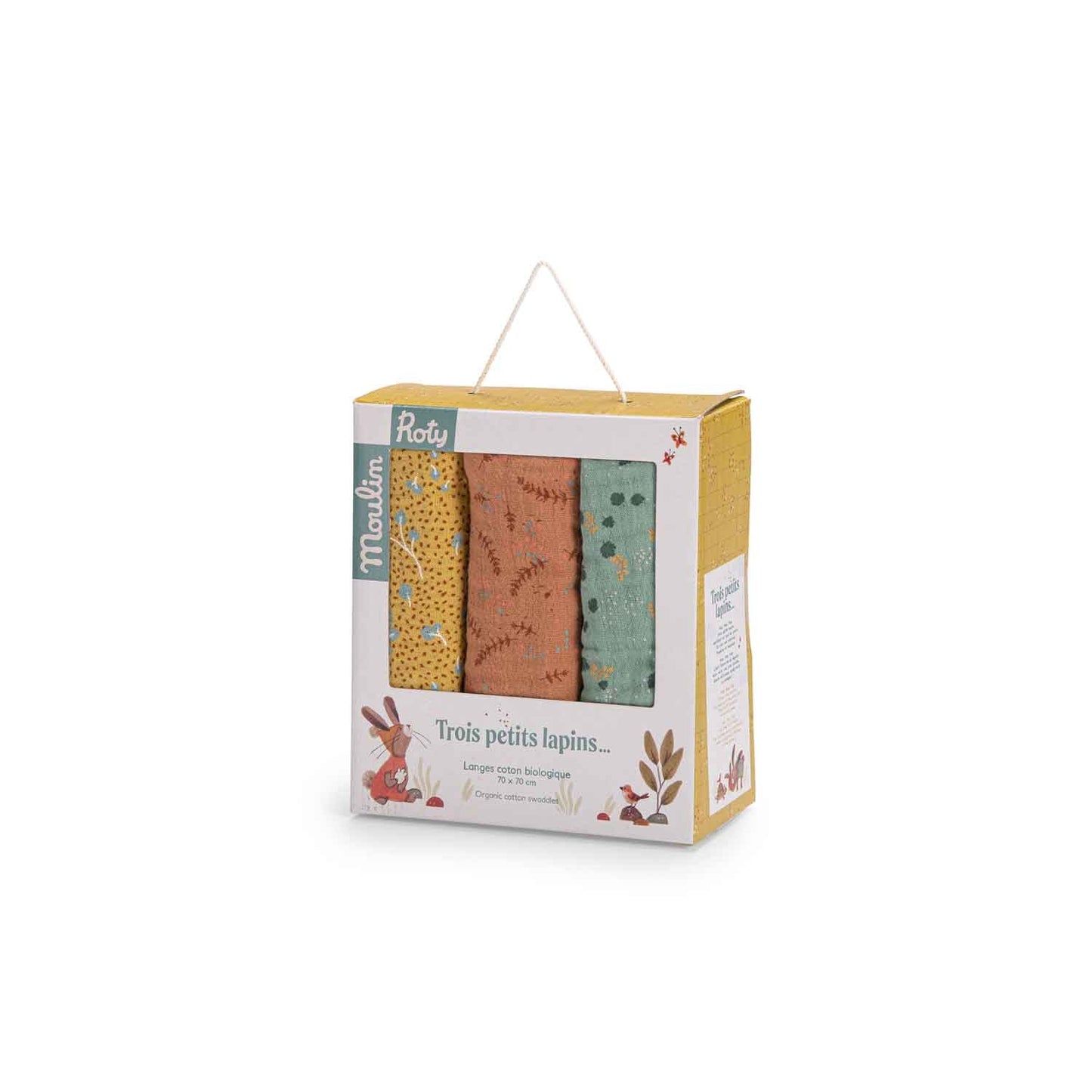 Juego de 3 muselinas Trois petits lapins