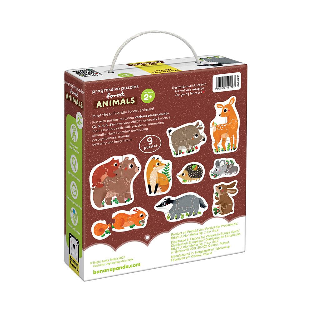 9 Puzzles Progresivos Animales del Bosque 33 pzas