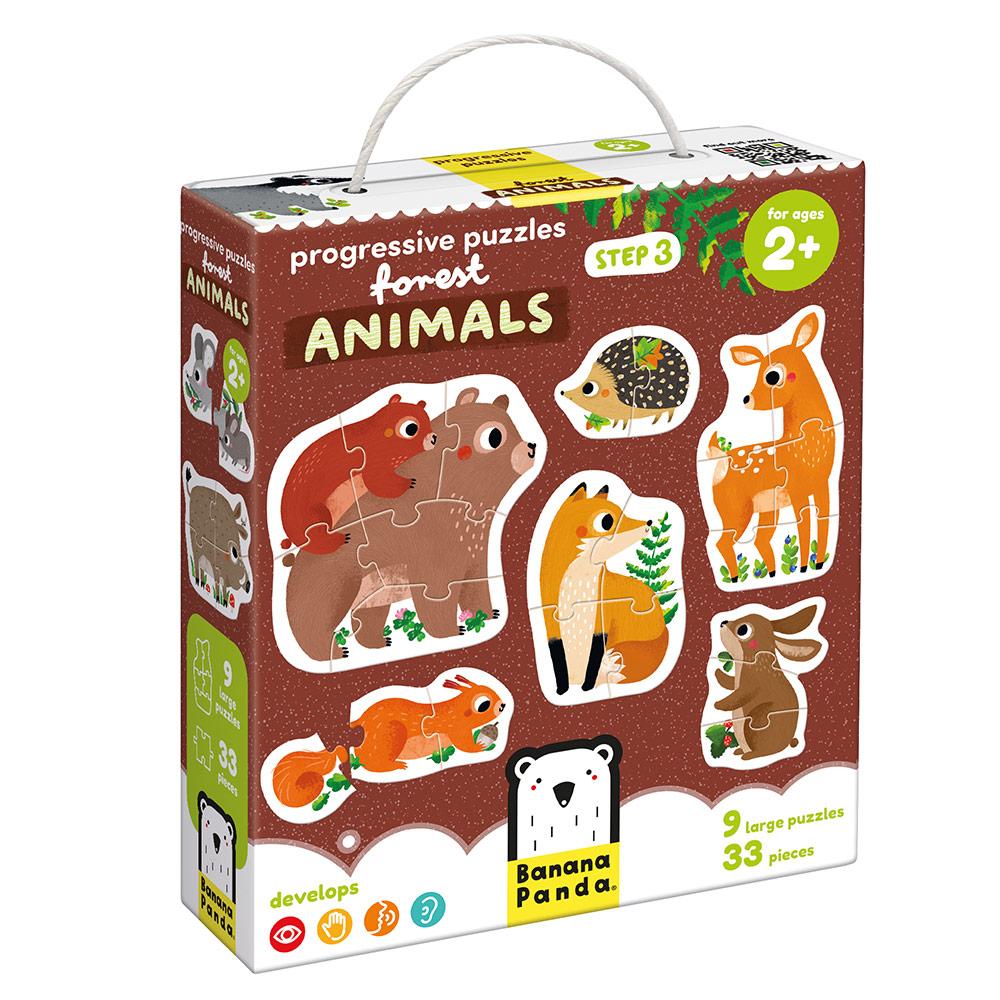 9 Puzzles Progresivos Animales del Bosque 33 pzas